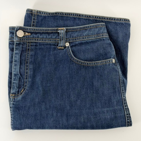 Lands' End Dresses & Skirts - Lands End Womens Denim Mini Skirt Size 12‎ Blue Cotton Casual Medium Wash Slit